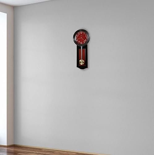 Miniatura 2 de Howard Miller Alexi - Reloj de pared 625-390 - Acabado negro desgastado panel de esfera con inserción roja antigua decoración del hogar antigua
