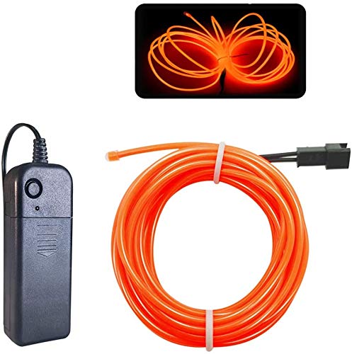 Image of MaxLax EL Wire Orange, 32.8ft /10m Portable Battery Pack Neon Light Strip 360 Cuttable Glowing Rope Lights for Parties, Halloween, DIY Decoration