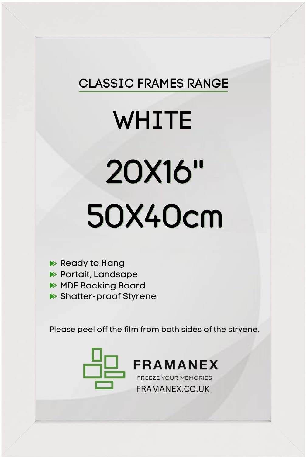 Framanex White Modern Colour 20X16 Picture Photo Poster Frames | 16X20 Inch Rectangle Picture Frame | Wood Finish Photo Frame