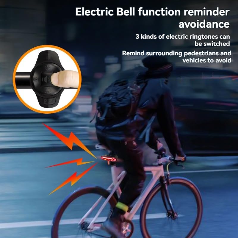 Bicycle Electric Bell with 3 Ringtones, Safety Alert System for Cyclists, Night Visibility Warning