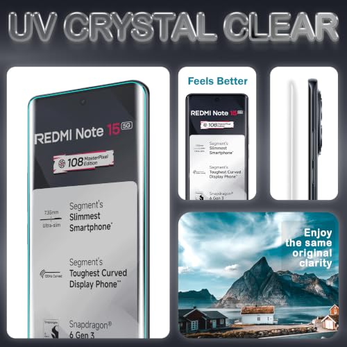 Image of ArmourPro 2 Pack Matte UV Tempered Glass for Redmi Note 15, Premium Curved Screen Protector with Anti-Glare Finish, Edge-to-Edge Coverage, Fingerprint Friendly and Case Friendly