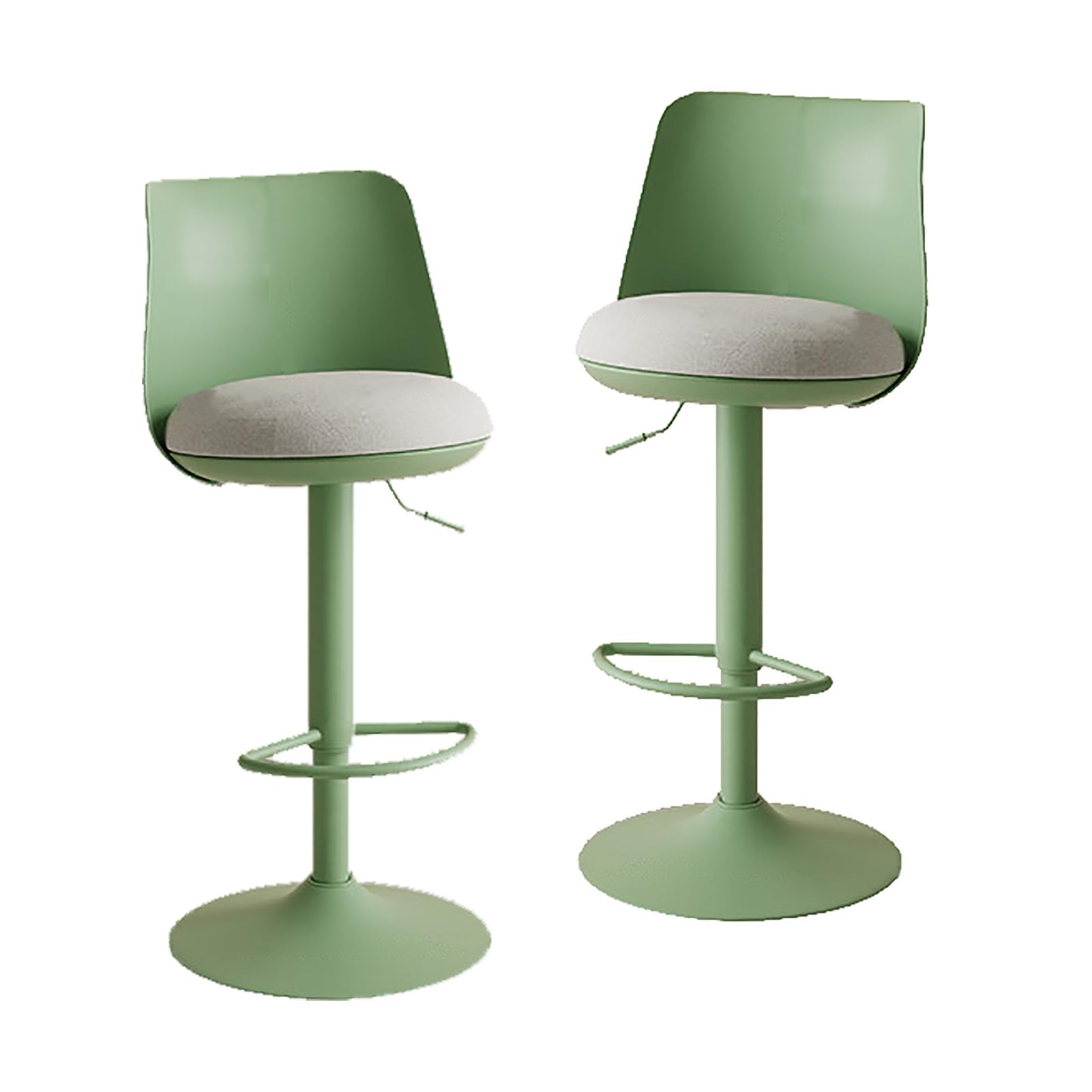 STUIJKVSZ Set of 2 Modern Bar s, 360° Swivel Counter Height Bar Adjustable Height Upholstered Armless Bar Chair with Linen Seat for Kitchen Island, Bistro, Pub, Café(Set of 2, Green)
