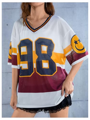 SOLY HUX Women's Y2k Blokette Jersey Shirts Oversized Mesh Number Graphic Tees V Neck Half Sleeve Loose T Shirt Tops3