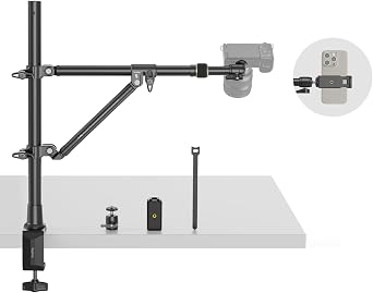 SMALLRIG Triangle Camera Desk Mount, Overhead Desk Clamp Phone Mount