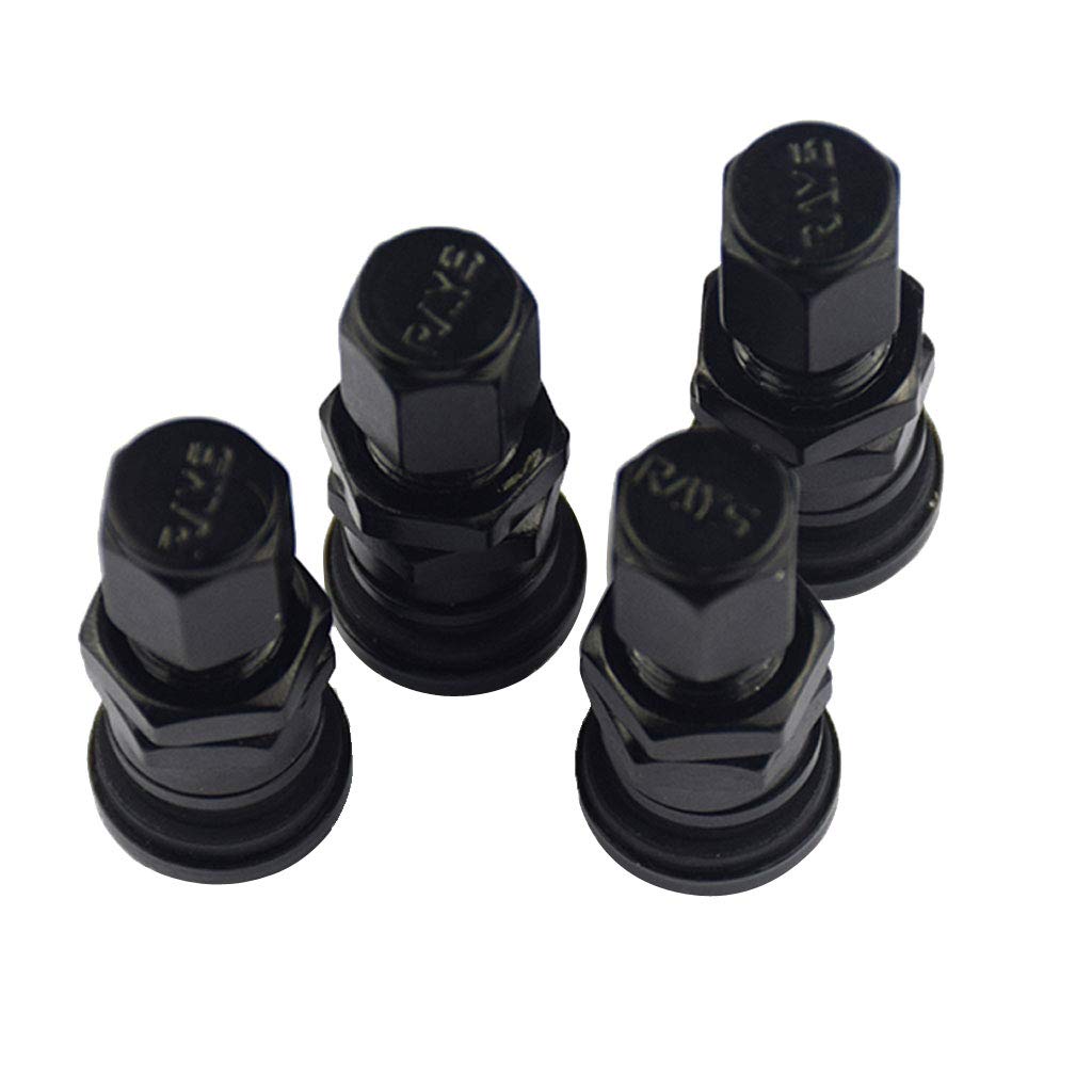 10 Satz von 4 x Aluminium Bolt-In Auto Tubeless Rad Reifen Ventil Vorbau Mit Staubkappe Schwarz