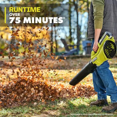 Image of RYOBI 40V 120 MPH 550 CFM Cordless Battery Leaf Blower Tool ONLY RY40LB01B
