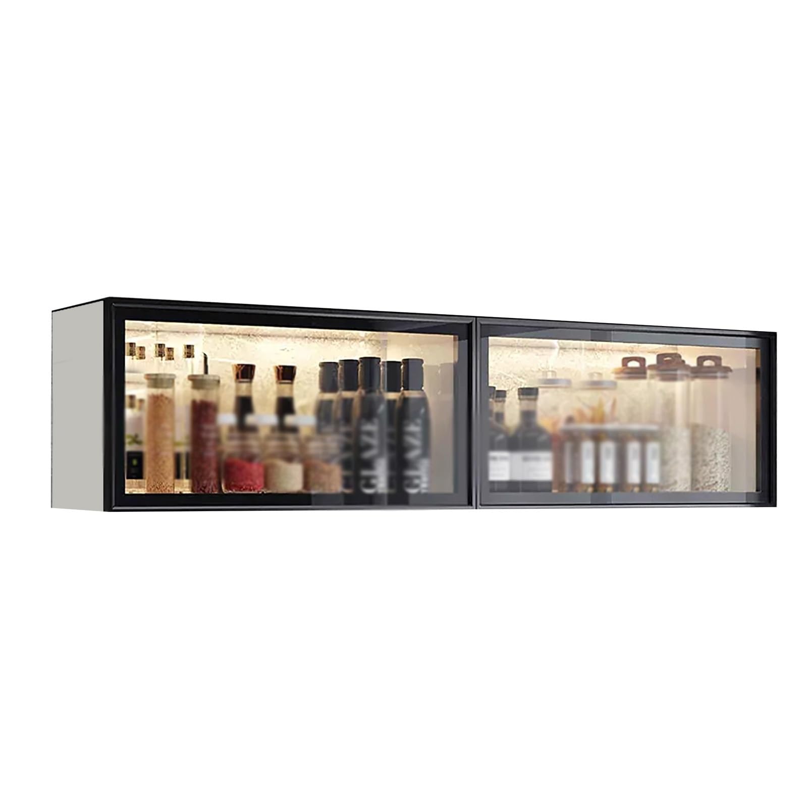 BHGFYXBS Wall Mounted S Display Cabinet For Kitchen & Dining Room Gray White Pantry Sto With Doors Drill Free Installat 50X32X19Cm Slish & Space Saving,White-A-100X32X19Cm,White-a-100x32x19cm