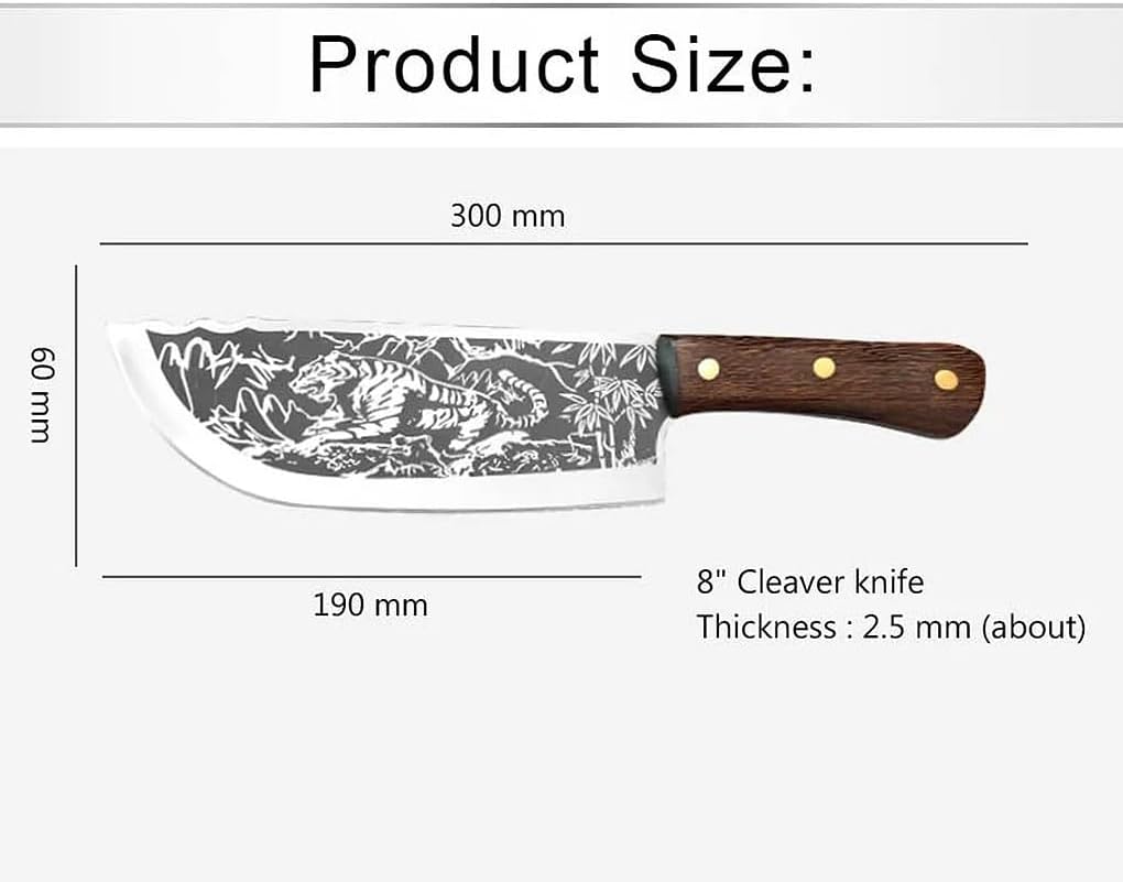 Meat Cleaver,Cleaver Knife 8 Inch 5CR15 Stainless Steel Kitchen Cleaver Knife Hand Forged Butcher Knife Meat Vegetables Cutter Knife For Kitchen Tools