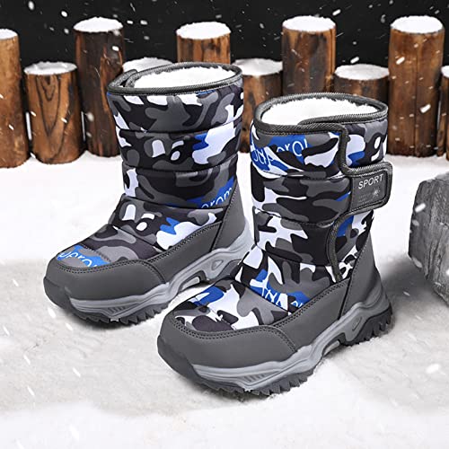 Boys' ?aterproof Winter Snow Boots with Insulation for Cold Weather Girls Camouflage Outdoor Cotton Rain Boots3