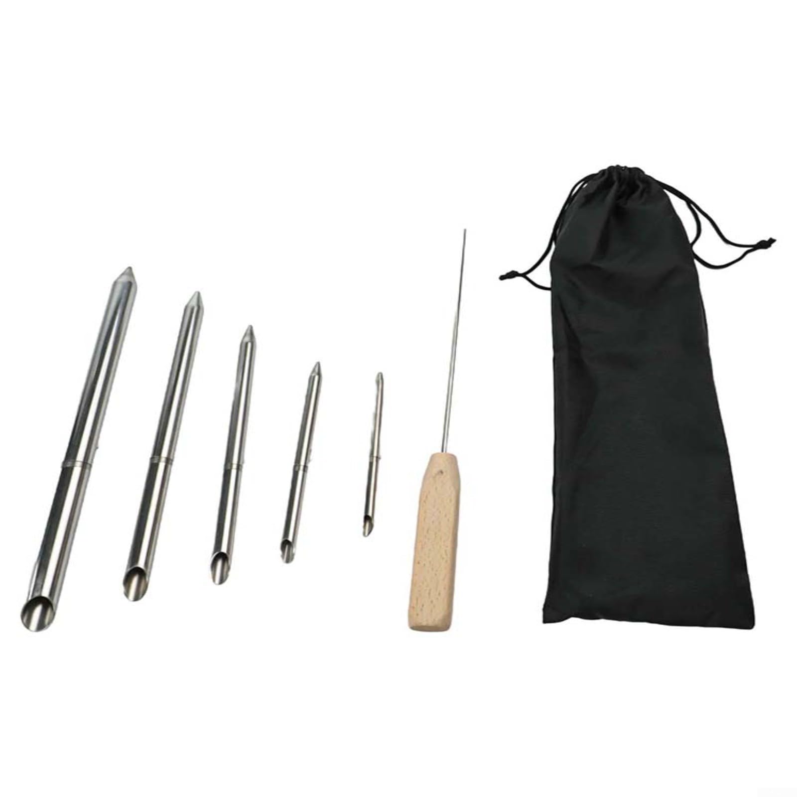 Kit di attrezzi per giunzione di corda, 5 dimensioni in acciaio inox e asta di spinta per corda intrecciata, argano, escursionismo, barca, sartiame, 6 pezzi