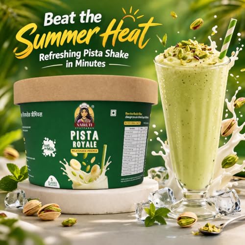 Image of Nairuti Vyutpadan Pista Royale Milkshake Premix 150g | Premium Pistachio Dry Fruit Shake Powder | Instant Healthy Pista Milk Drink Mix | No Preservatives, No Artificial Color, Natural Energy Booster | Ready In A Minute - Milkshake premix