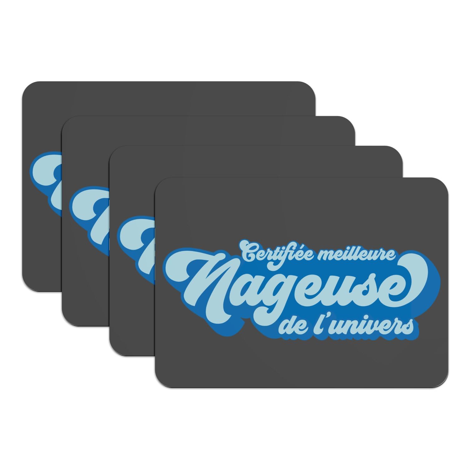 Sets de table en caoutchouc noir antidérapant grand format motif natation