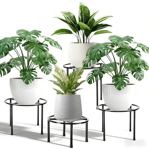 Otoolling 4 Pack Metal Plant Stands for Indoor Outdoor Plants Rustproof Metal Flower Pot Stands...