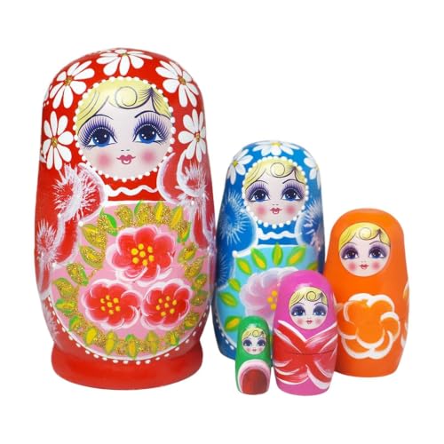 Muñecas rusas de madera pintadas a mano de 10,9 cm ornamentación premium de estante