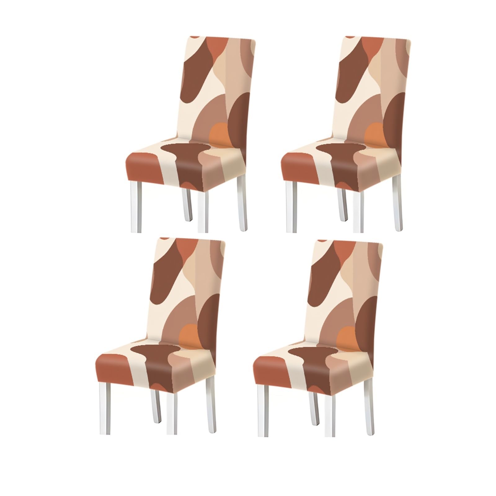 BOSUYBN Terracotta Beige Geometric Abstract Pattern Print Dining Chair Covers Set Of 2/4/6, Stretch Slipcovers For Kitchen Dining Room Furniture Protectors for Home Dining Room(4PCSChair cover)