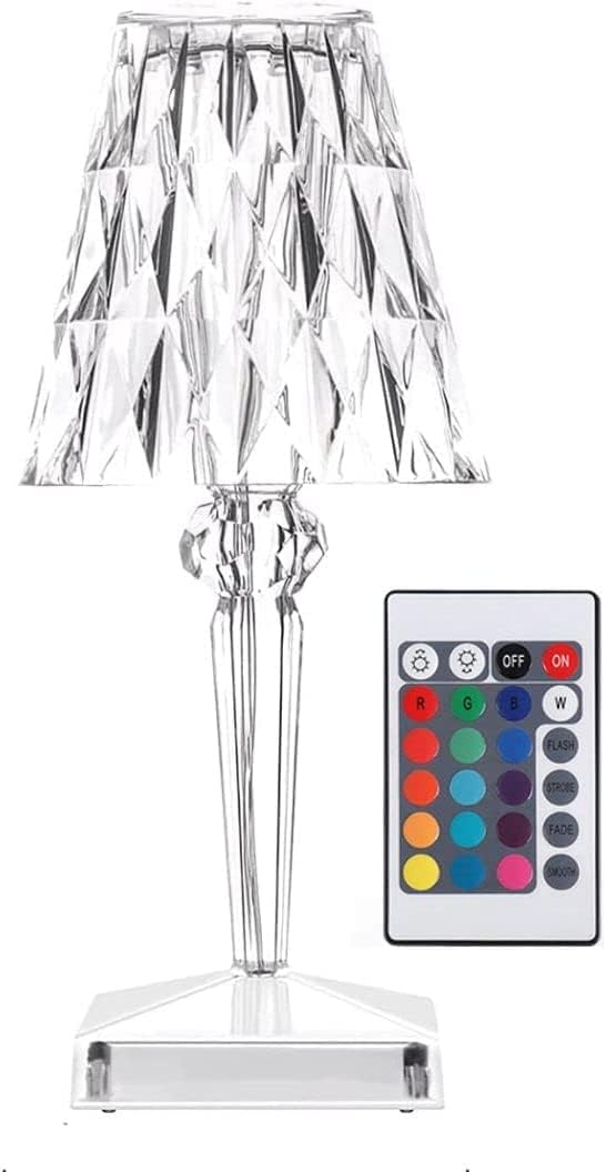 KRT tourCrystal Table Lamp, LED Night Light Bedside Lamp with USB Charging Port, Acrylic Touch Control Crystal Lamp Decoration Desk Nightstand Lamps, Decorative Lamp for Living Room Bedroom