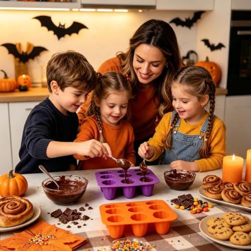 3D Ghost Silicone Mold 2 Pack Halloween Silicone Baking Mold for Chocolate Candy Fondant Cake Pop Gummy Jello Soap Candle Ice Cube Making DIY Crayon Resin Halloween Party Decorations - image 6
