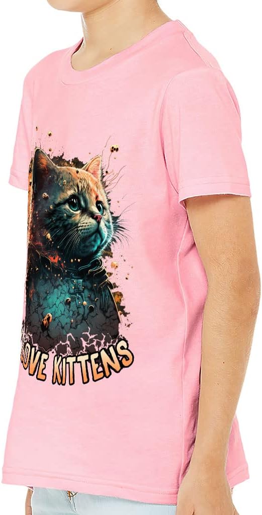 I Love Kittens Kids' T-Shirt - Cat Art T-Shirt - Unique Tee Shirt for Kids