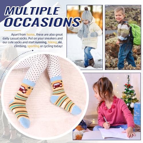 Image of Eocom Kids Wool Socks For Boys Girls Warm Hiking Thermal Winter Cozy Soft Thick Toddlers Crew Boot Socks 6 Pairs