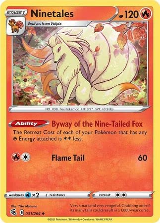 The Pokemon Company International Pokemon Single Card NINETALES 031/264 FUSION STRIKE, Multicolored