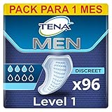 TENA Men Absorbent Protector Inkontinenzeinlagen, Level 1, für leichte Blasenschwäche, 96 Inkontinenzeinlagen (12 x 8 Packungen) für Männer, speziell entwickelt , Länge 23 cm