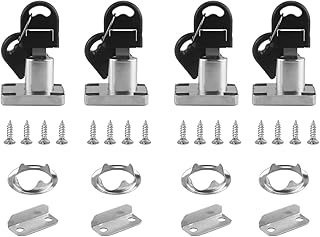 Cabinet Drawer Locks 4 Pack with 8 Keys Alike Cylinder Cam Drawer Lock Cupboard Locks Mailbox Lock 1 Inch Tubular Metal Square Tongue Lock for Office Desk Wood Desk Drawer Letter Box (Silver, 4 PCS)