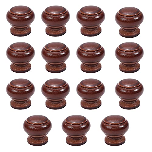 MroMax 引き出しハンドル 木製 木製引き出しノブ 取っ手 つまみ 引くノブ ハンドル 15個入り ネジ付き 26.8*25mm キャビネット 引き出し グリップ 家具 食器棚 木製ラウンド ドア 赤い