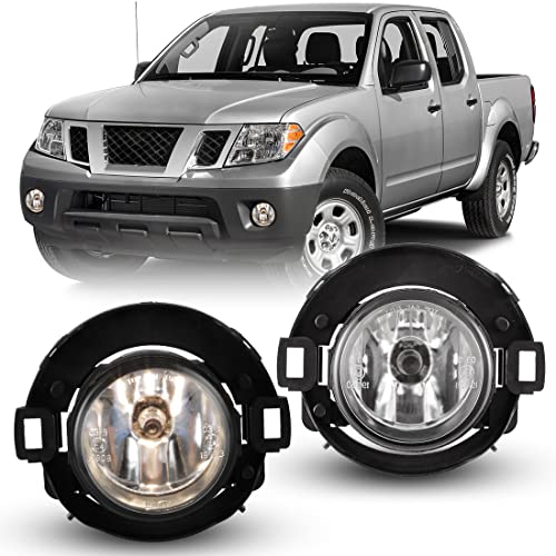 Nixon Offroad Fog Lights Set for 2010-2019 Nissan Frontier, 2005-2015 Nissan Xterra w/Bulbs + Wiring Kit + Switch, Driving Fog Light Assembly Clear Lens Pair of Fog Lights - Driver & Passenger