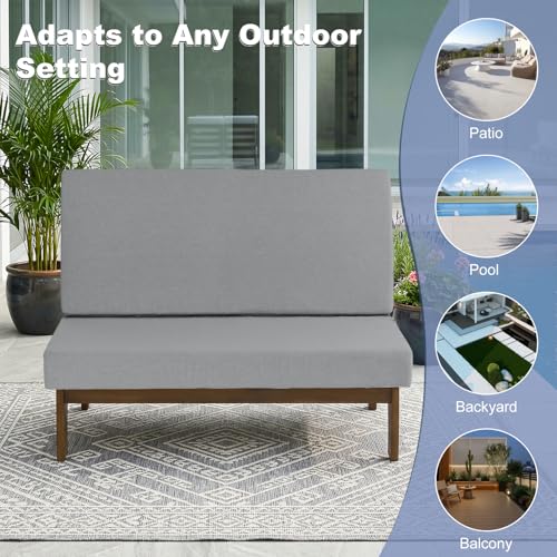 Image of Pia Ricoo 4 Piece Patio Furniture Sets, Outdoor Loveseat Sofa Set with 2 Chairs & Coffee Table, Patio Conversation Set for Backyard, Deck, Lawn, Gray