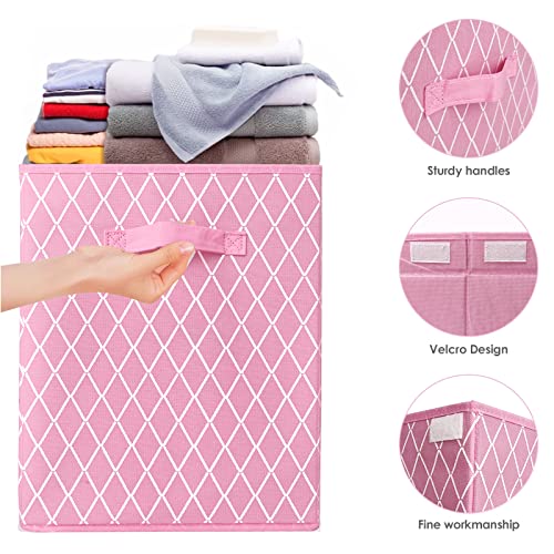 Veronly Toy Box Chest Organizer Bins For Girls Boys, Kids Large Fabric Collapsible Storage Basket Container With Flip-Top Lid & Handles For Clothes,Blanket,Nursery,Playroom,Bedroom (Pink) #TOP2