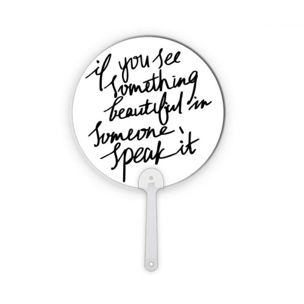 Éventail rond en plastique Something Beautiful blanc pour se rafraîchir