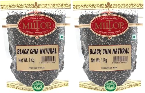 Image of Miltop Chia Seeds 1 kg - Non-GMO Seeds | Rich in Omega -3 & Fibre | Healthy Snacks for Weight loss management (Pack of 2)