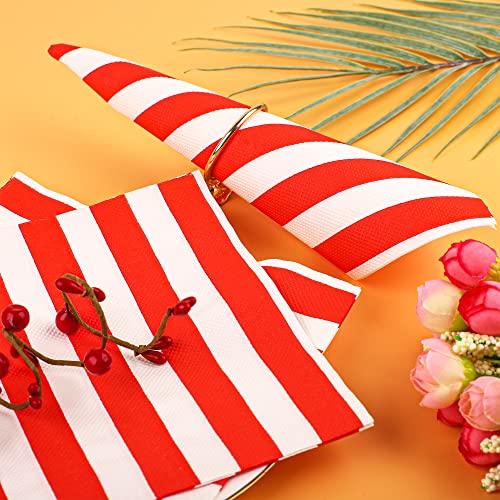 Peony Man RED AND WHITE STRIPED NAPKINS 01 100 Pack Red And White Striped Napkins Disposable Carnival Party Decorative Paper Napkins Paper Luncheon Napkins thumb #4