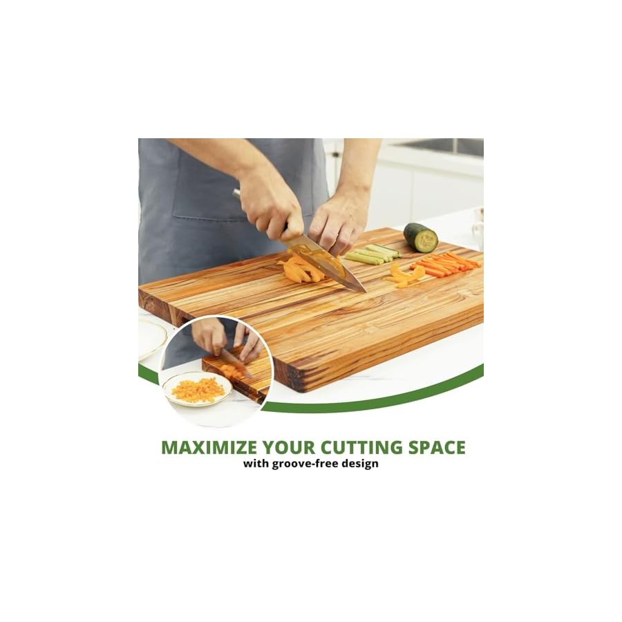BEEFURNI-Teak-Wood-Cutting-Board-with-Hand-Grip-Small-Wooden-Cutting-Boards-for-Kitchen-Small-Chopping-Board-Wood-Gifts-for-Her-1-Year-Manufacturer-Warranty-S-18L-x-14W-x-1H-inches BEEFURNI Teak Wood Cutting Board with Hand Grip (S, 18x14x1"), Small Wooden Cutting Boards for Kitchen, Small Chopping Board Wood, Christmas Gifts, 1-Year Manufacturer Warranty