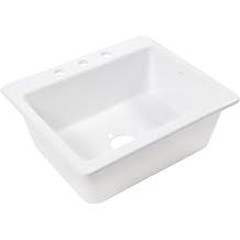 Sinkology Jackson 25 in White Fireclay Drop-In Kitchen Sink, 3-Hole | SureFire chip-resistant glaze, single bowl, drops into existing countertop, fits 27 in cabinet