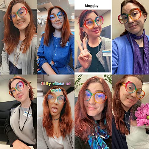 Image of Melrose Fashion ladies blue blocking reading glasses, irregular colorful anti-fatigue /glare female computer games presbyopia