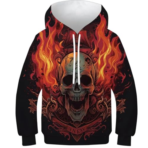Sweat capuche 3D imprimé crâne vêtement manches longues anti-courants d'air pour enfant 8-10Y