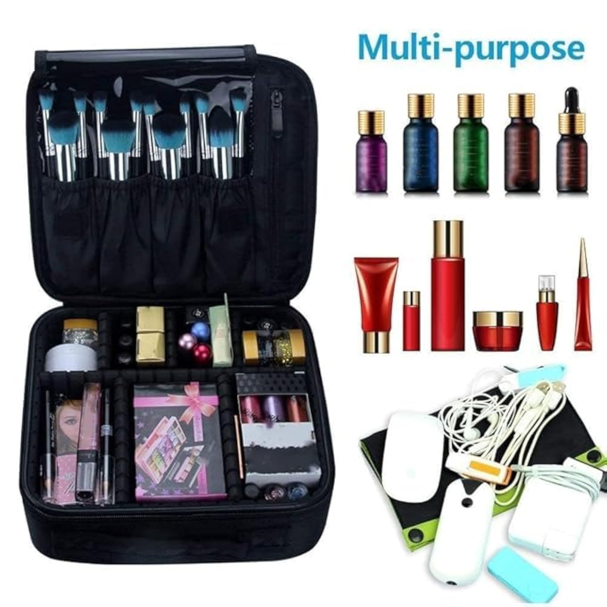 Faux Leather Makeup Organizer Bag for Women