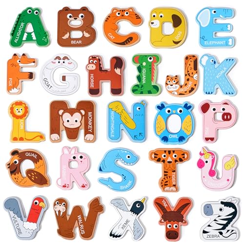 Image of JoyCat Magnetic Letters, Alphabet ABC Fridge Magnets for Toddlers & Kids, Cute Educational Animal Toys, 26 Uppercase Refrigerator Magnets, Great Spelling Learning Gift for Preschool 2 3 4 5 Years Old