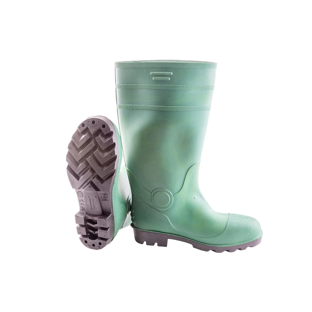 WORKMAN GUMBOOTS STEEL TOE MIDSOLE GREEN Safety Shoe Mens Work Boots Steel Toe PPE