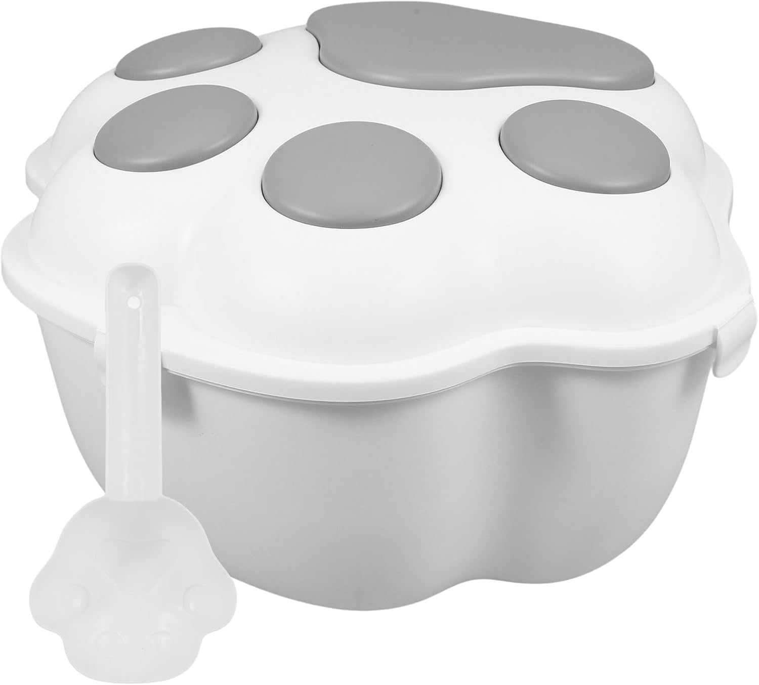 Pet Food Storage Container with Airtight Lid and Scoop Large Capacity Gray Dog and Cat Food Bin Moisture-proof for Travel and Home Use