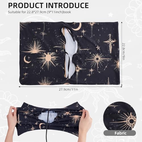 NICENEEDED Vintage Stretchable Book Cover, Moon Sun Book Sleeve, Elastic Notebook Wraps, Washable Protective Book Case - Image 2