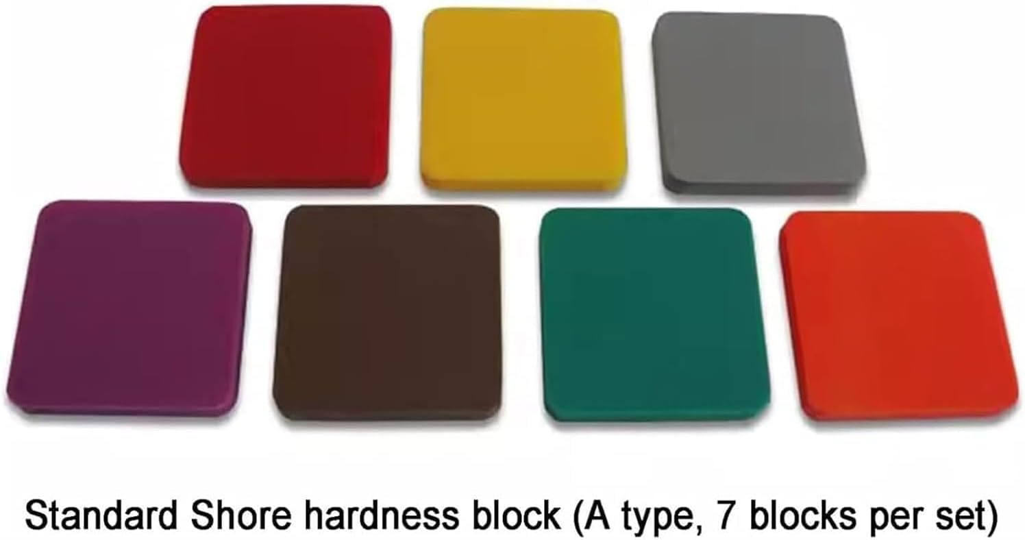 Shore Hardness Test Block Type A, 7 Block Shore Hardness Test Block Kit, Range is 30HSA -90HSA, for Elastomer, Soft Rubber, Size 50x50x8mm.