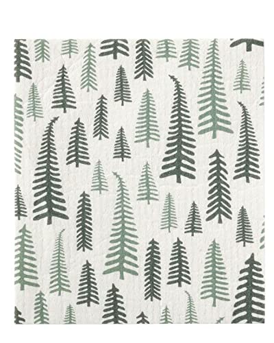 ledieu® Vinter 2021 Dish-Cloth,Cleaning Sponge , Tree Pattern White / Green Christmass Tree Pattern (20x18 cm)