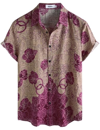 Image of VATPAVE Mens Casual Hawaiian Floral Shirts Short Sleeve Button Down Tropical Shirts Beach Summer Shirts