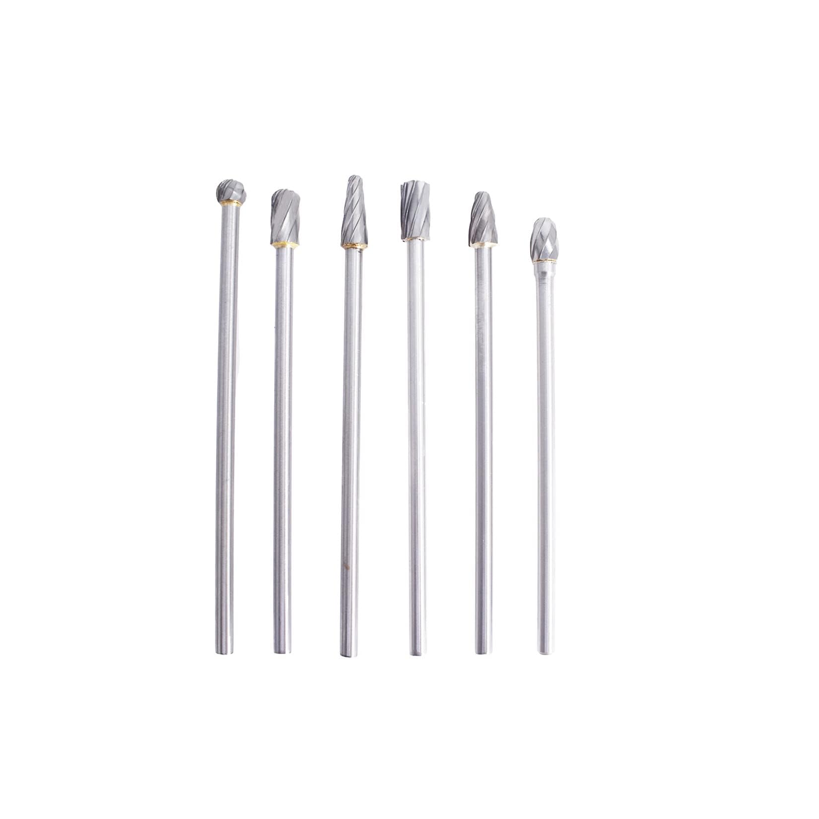 Juego de 6 rebabas rotativas de carburo de tungsteno de 6 mm (1/4 pulgadas) vástago de 10 mm de cabeza de 150 mm de longitud para bricolaje carpintería de metal tallado pulido grabado perforación