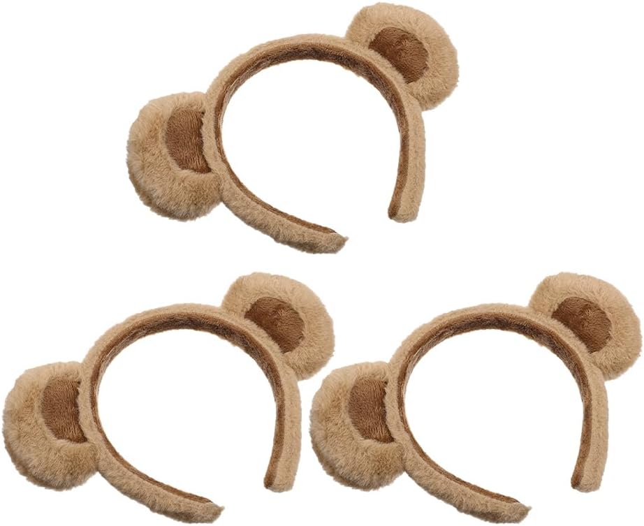 FRCOLOR 3 Pcs Bear Ears Headband Plush Fluffy Bear Hairband Animal Headwear Makeup Headband for Kids Adults Costume Party Cosplay Decoration - Image 9