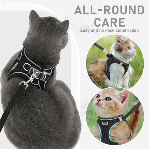 LdevotionR Cat Leash and Harness Cat Harness and Leash Escape Proof for Walking Travel Outdoor Soft Adjustable Vest Harnesses Cat Harness Escape Proof for Small Medium Large Cats, Kitten(Black - M) - Image 6