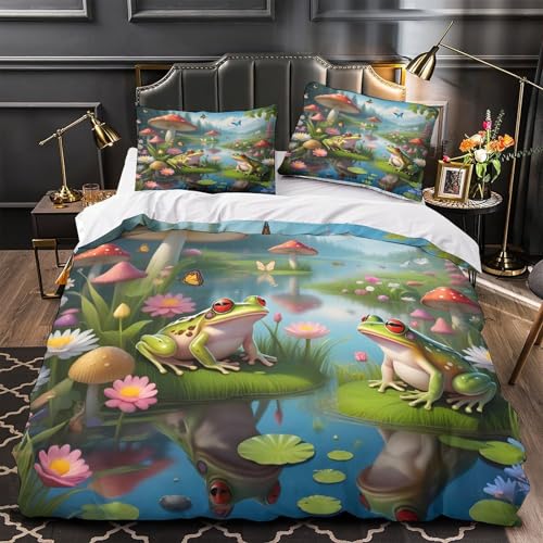 Housse de couette grenouille 3D hypoallergénique et respirante double