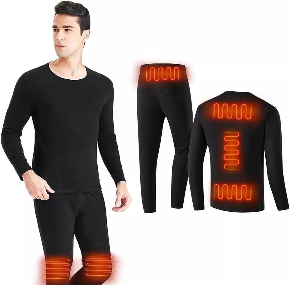 Heated Thermals Underwear Men 6 Heating Zones Electric Thermal Long Johns Pants Set USB intelligent Heating Base Layer